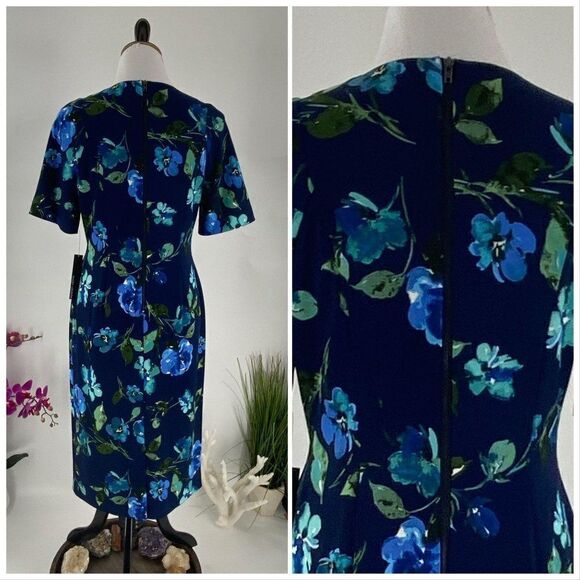 Maggy London Blue Green Floral Dress Size *8 Pictured - Picture 3 of 6
